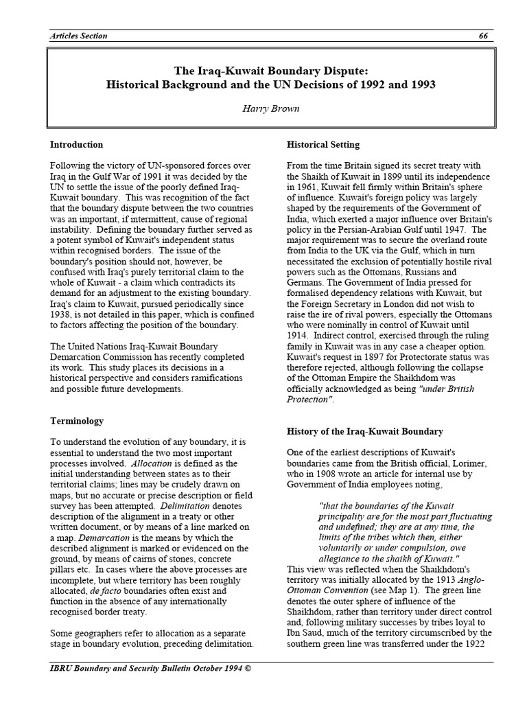 Iraq-Kuwait Boundary Dispute Overview | PDF | Kuwait | Iraq