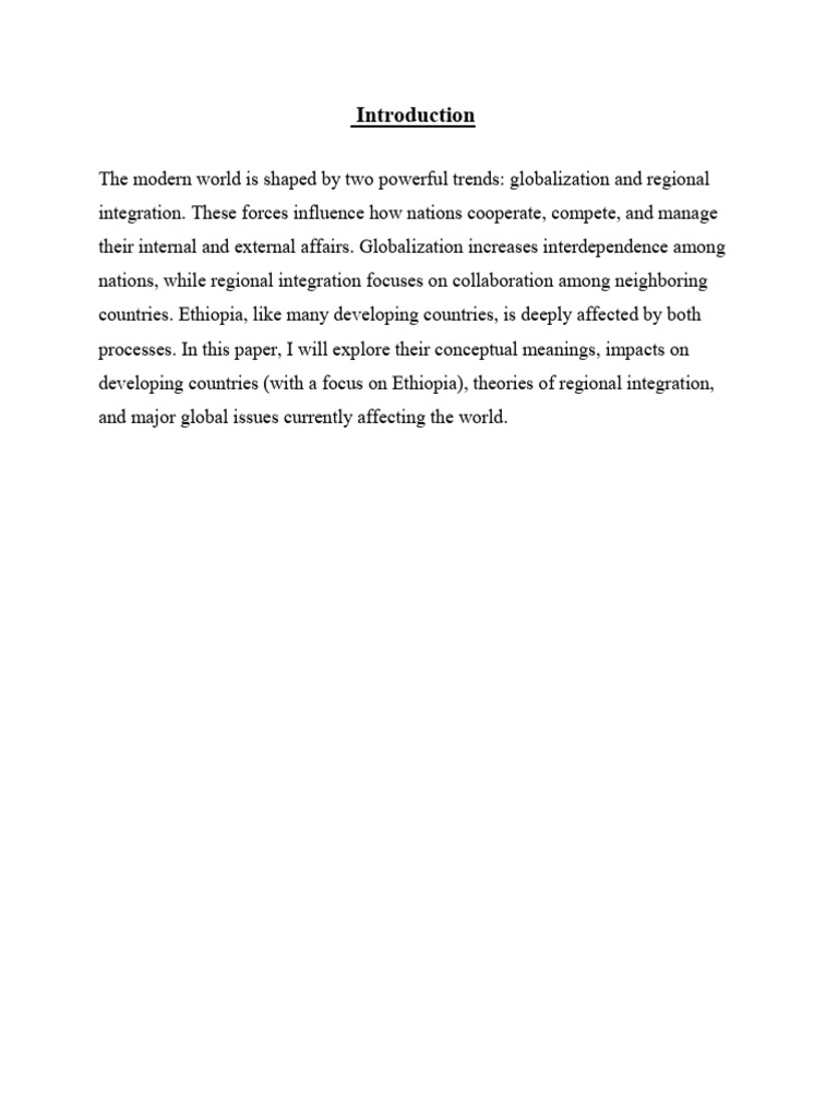Globalization and Regional Integration in Ethiopia | PDF ...