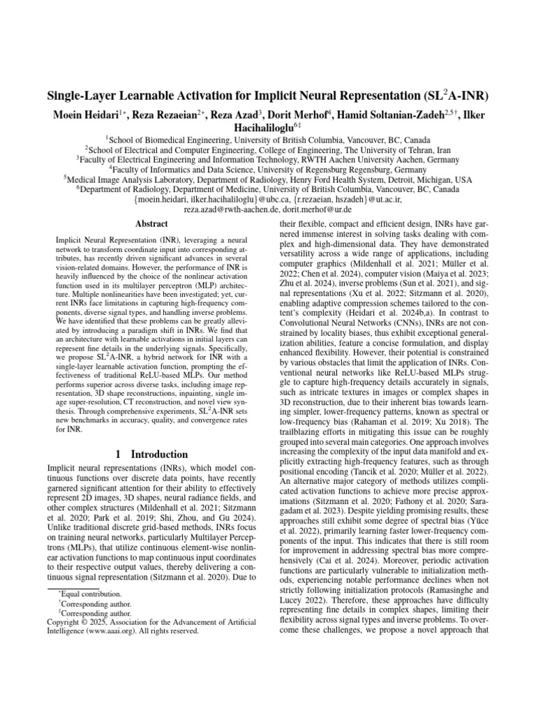 Learnable Activation for Implicit Neural Representation | PDF | Applied ...