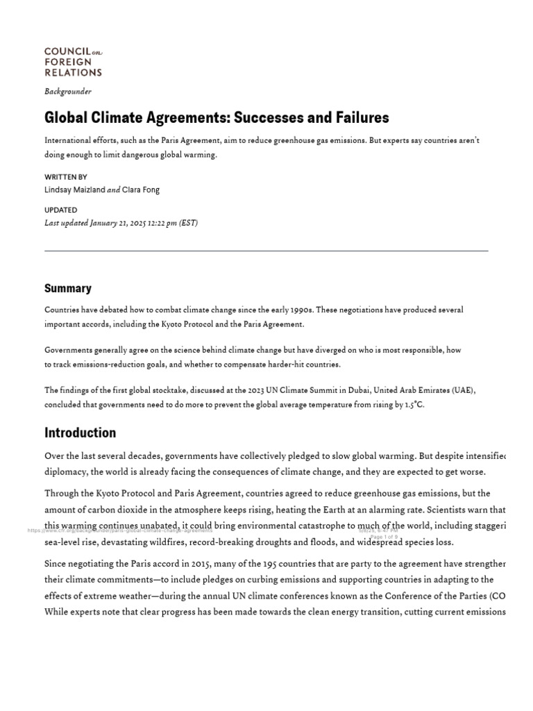 Global Climate Agreements | PDF | Climate Change | Kyoto Protocol