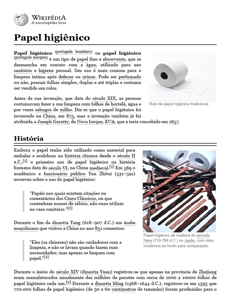História do Papel Higiênico | PDF | Materiais biodegradáveis | Produtos ...