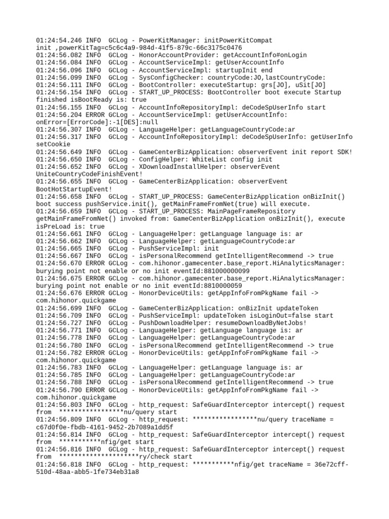 GameCenter API Error Log Analysis | PDF | Software | Information Technology