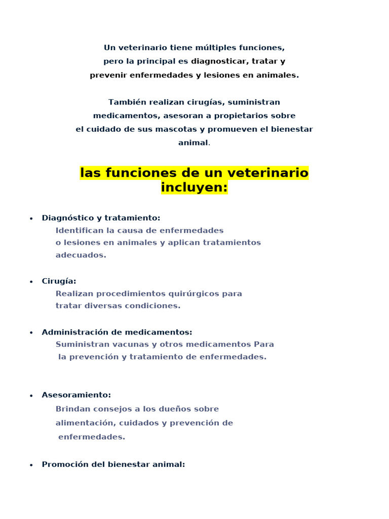 Un Veterinario Tiene Múltiples Funciones | PDF | Medicina Veterinaria ...