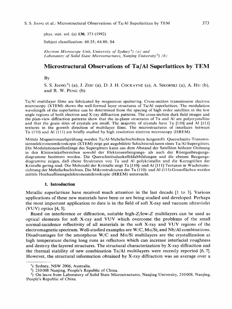 Microstructural Observations of Ta/Al Superlattices by TEM | PDF ...