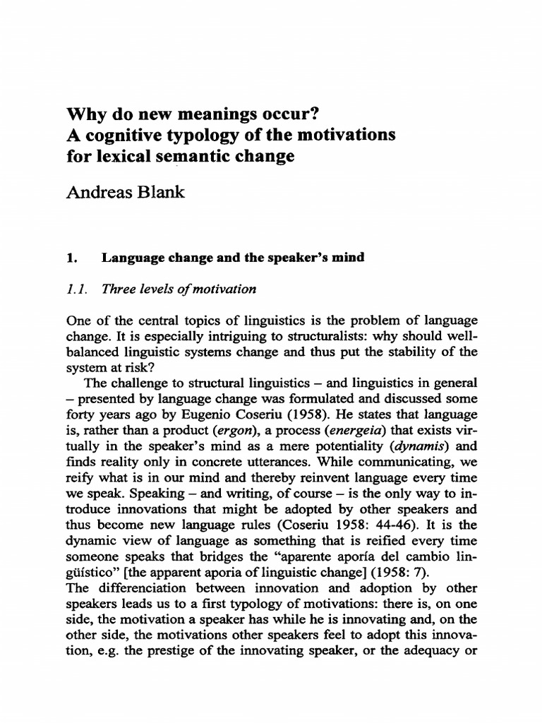 Motivations for Semantic Change | PDF | Semantics | Meal