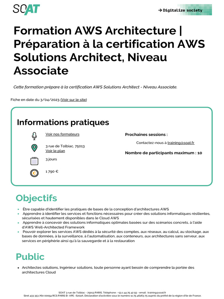 Formation AWS Solutions Architect Associate | PDF | Amazon Web Services ...