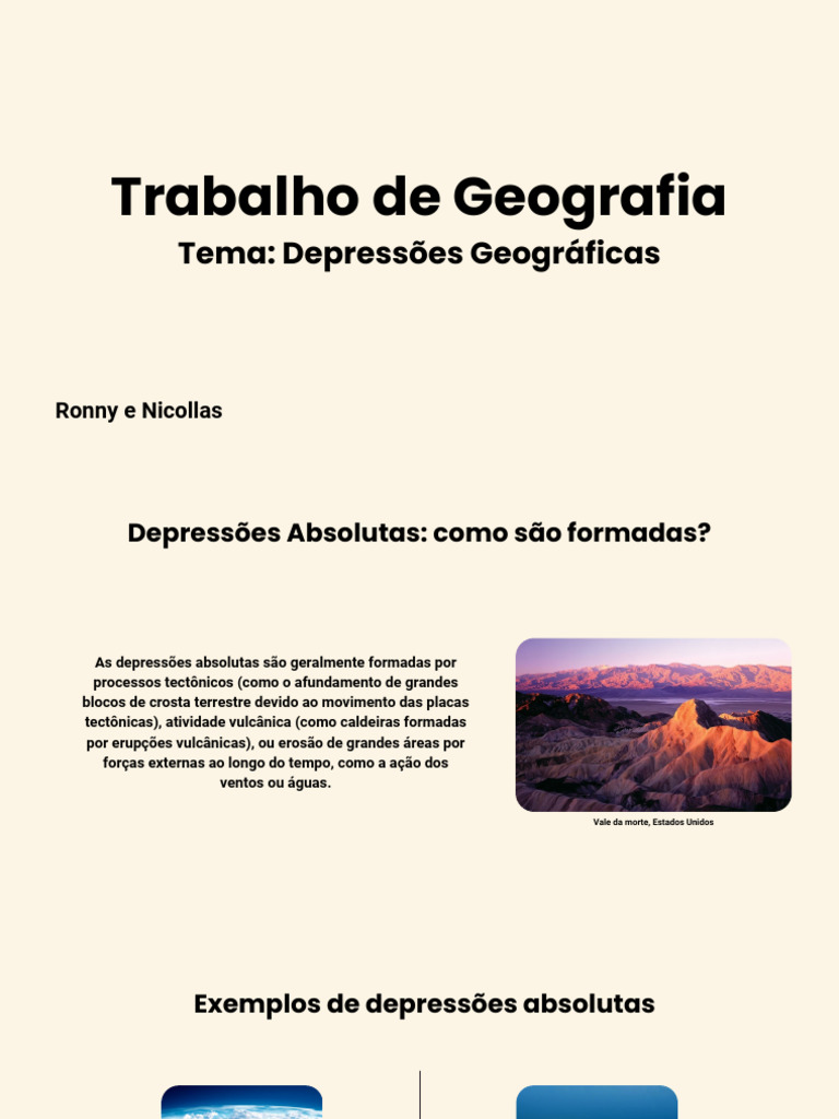 Formação e Exemplos de Depressões Geográficas | PDF