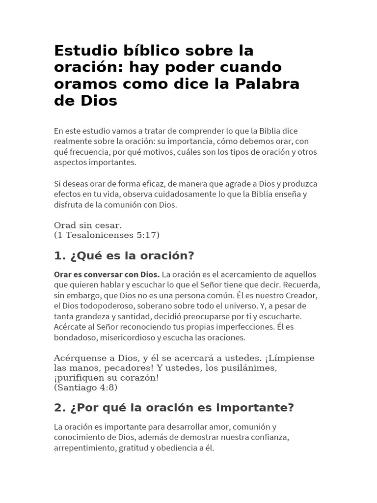 Importancia de la Oración en la Biblia | PDF | Oración | Salmos