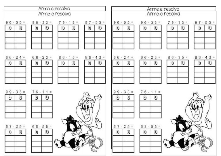 Atividade Continhas Simples de Subtração - I | PDF