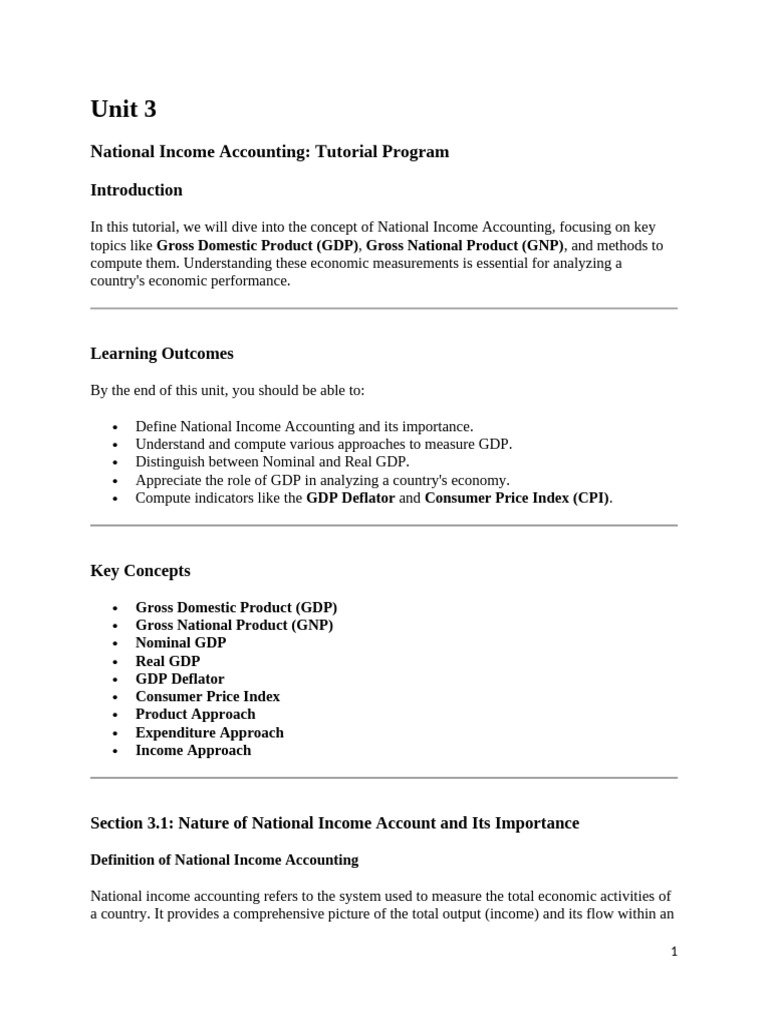 National Income Accounting Tutorial | PDF | Cost Of Living | Gross ...