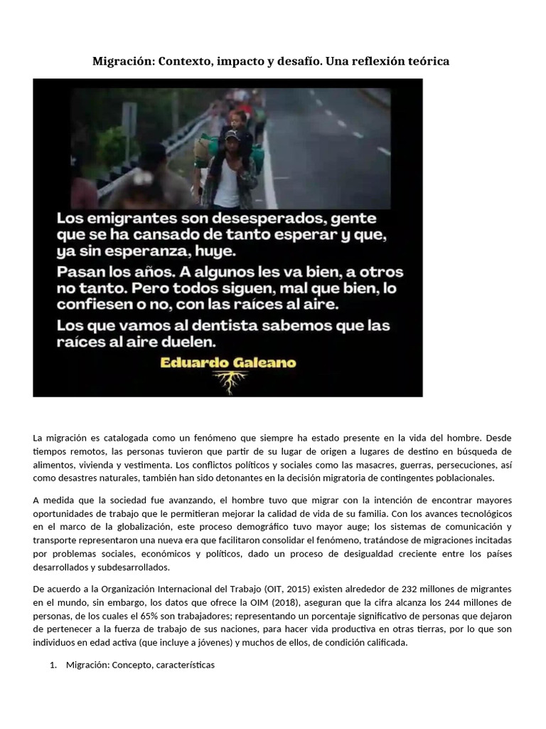 Impacto y desafíos de la migración | PDF | Migración humana | Economias