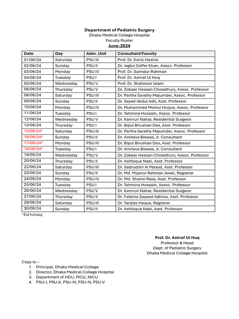 Faculty Roster June 2024 | PDF | Bangladesh