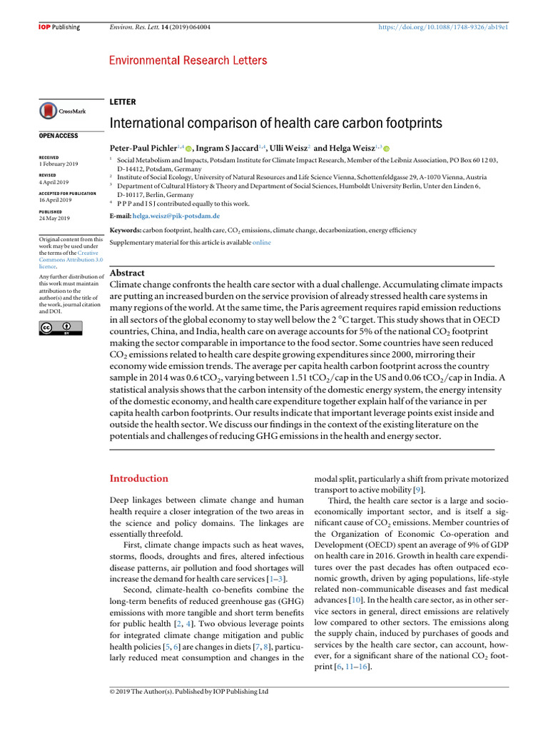 Health Care Carbon Footprints Analysis | PDF | Carbon Footprint ...