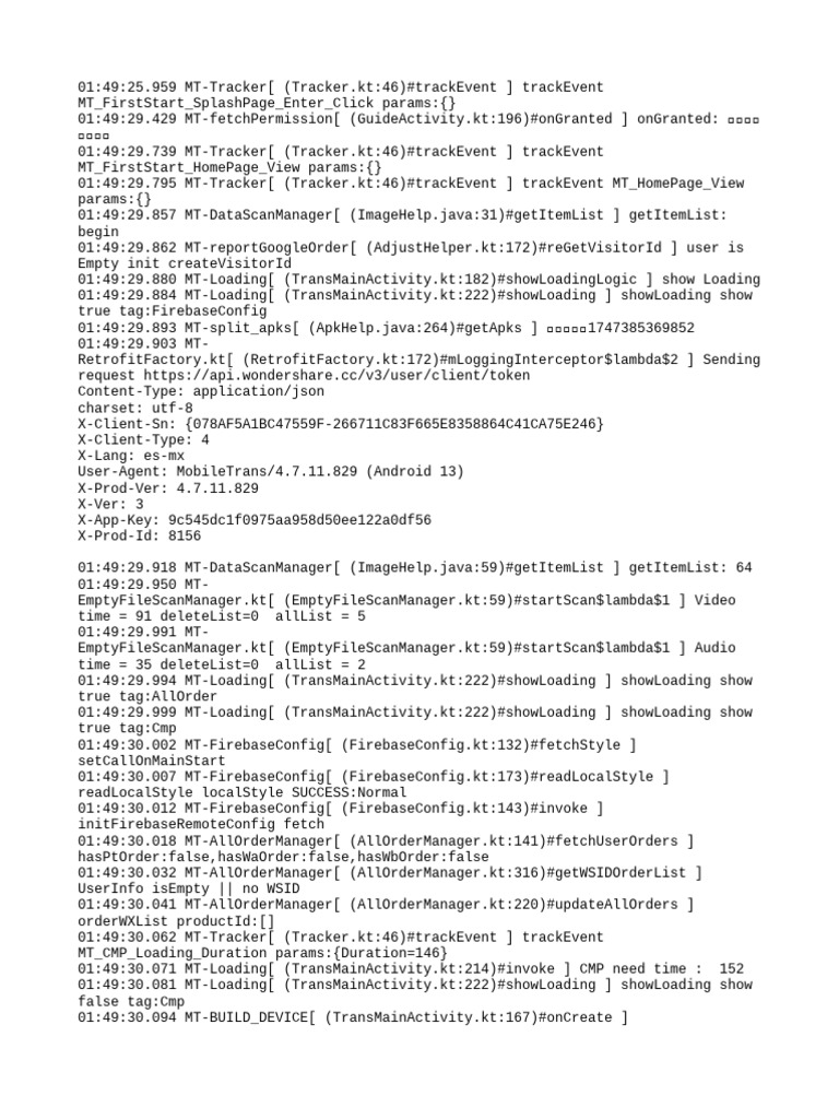 MobileTrans Event Tracking Log | PDF | Software | Computing