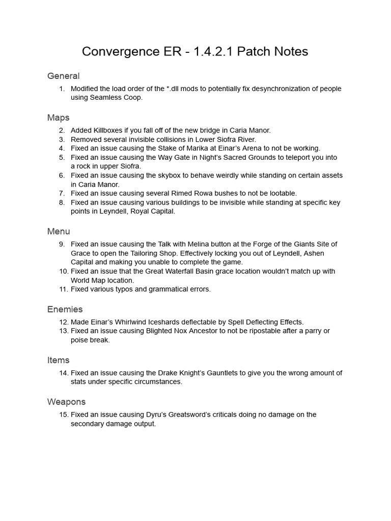 1.4.2.1 Patch Notes | PDF