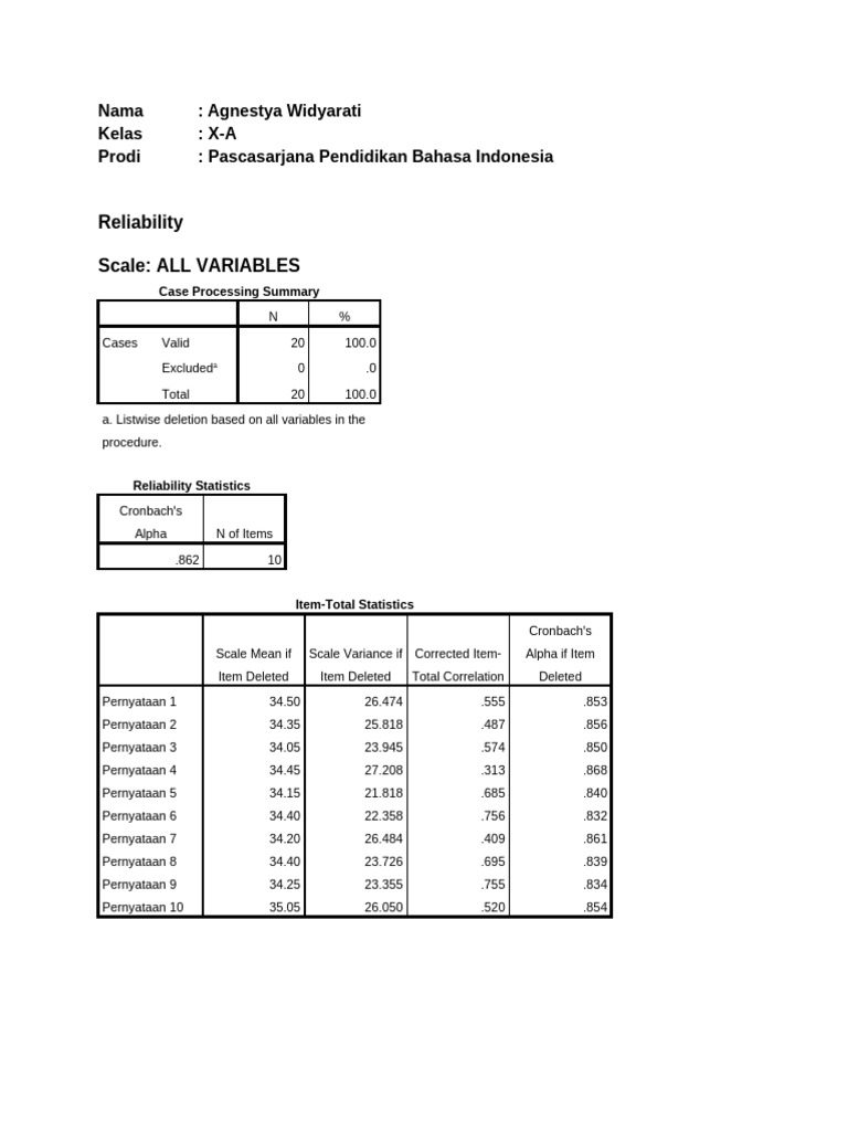 Reliability Analysis of Survey Data | PDF