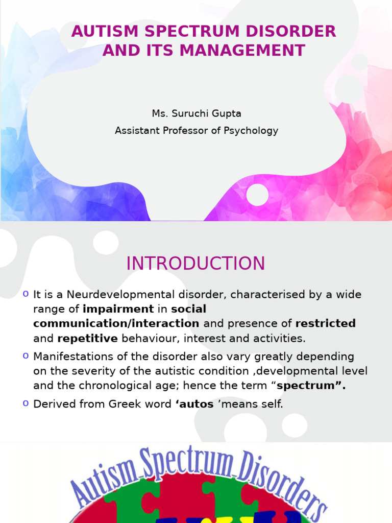 Autism Spectrum Disorder and Its Management | PDF | Autism | Attention ...