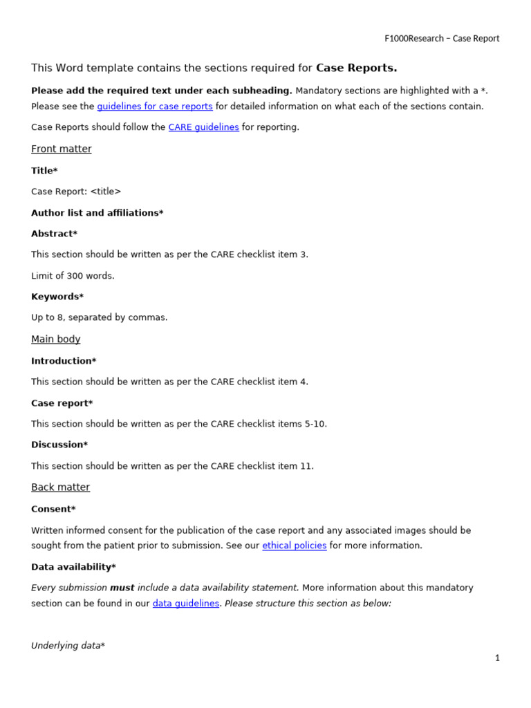 Case Report Template | PDF