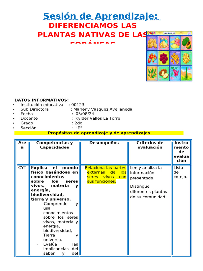 Diferenciación de Plantas Nativas y Foráneas | PDF | Hipótesis | Evaluación