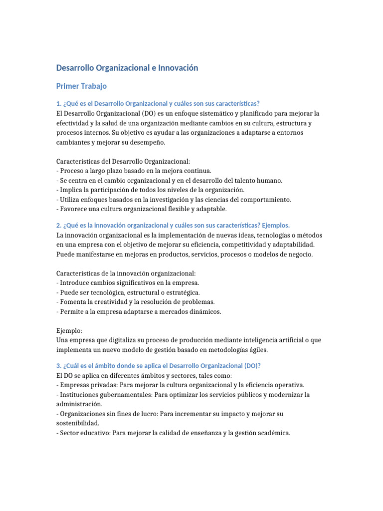 Desarrollo Organizacional e Innovación Empresarial | PDF | Business ...