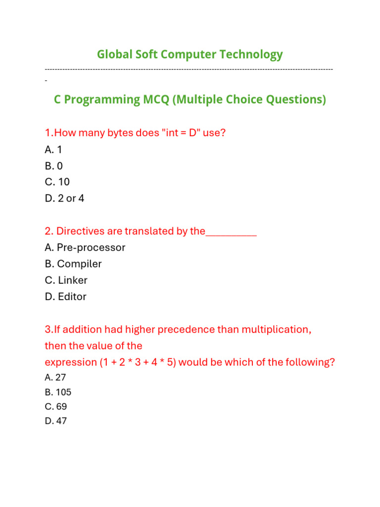 Global Soft Computer Technology | PDF | C (Programming Language ...