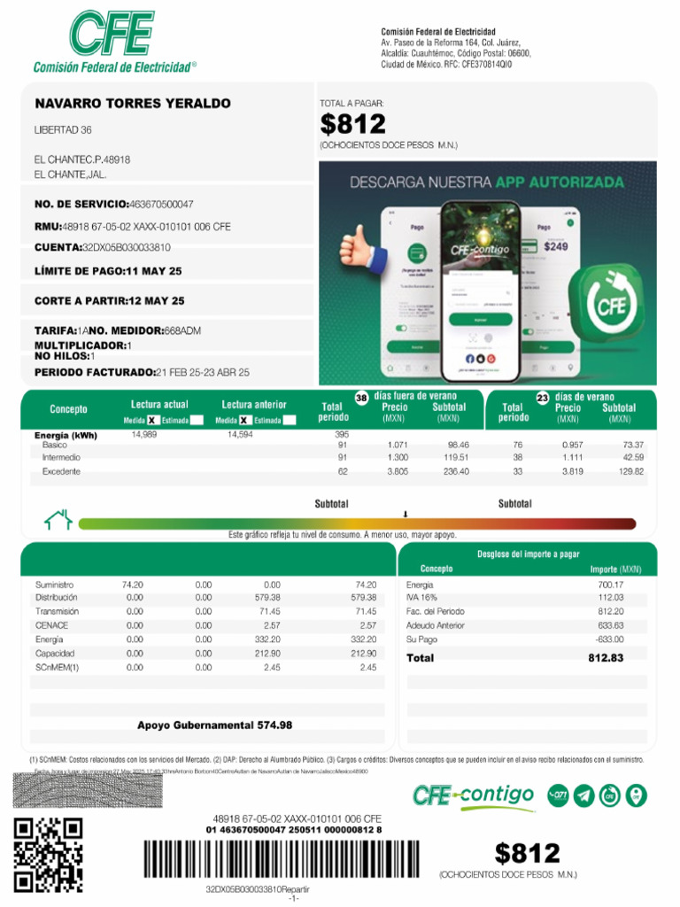 Comprobantes de Domicilio CFE 2025 | PDF