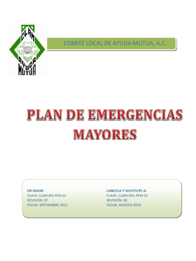 Plan de Emergencias CLAM 2012 | PDF | Defensa Civil | Emergencia