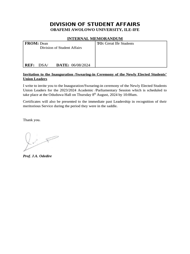 Inauguration Invitation (Students) - 1 | PDF