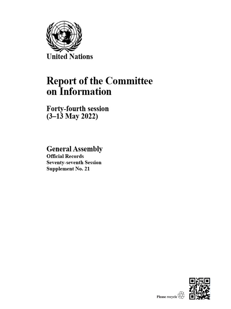 UN Committee on Information Report 2022 | PDF | United Nations ...