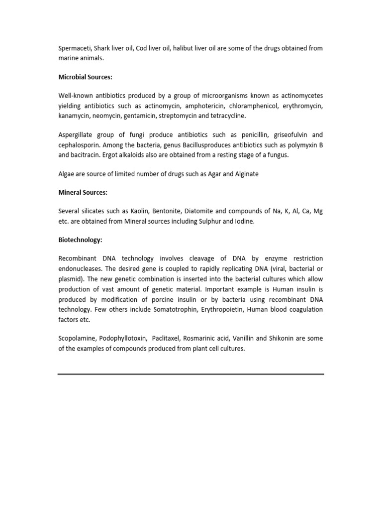 Marine and Microbial Drug Sources | PDF