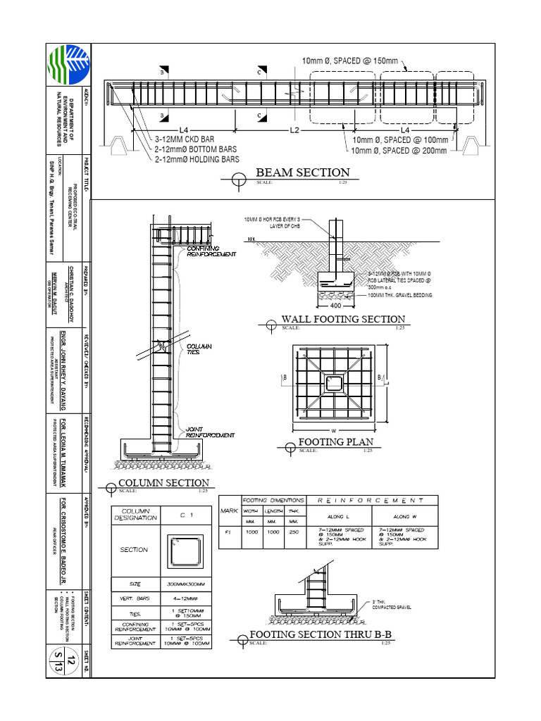 Detailed Footing and Beam Plan | PDF