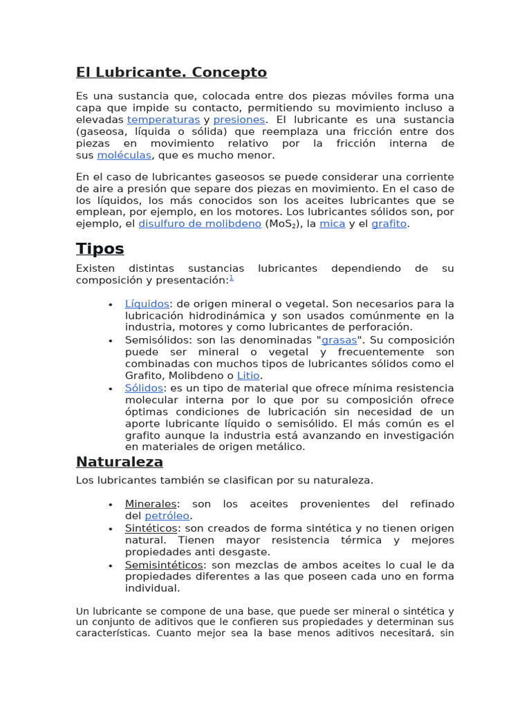 El Lubricante | PDF | Lubricante | Materiales