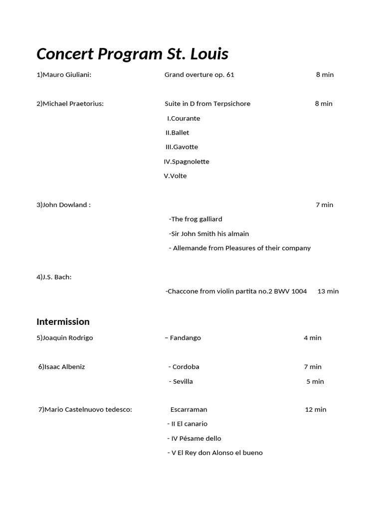 Concert Program St. Louis 80min | PDF