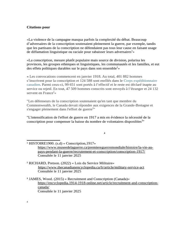 Conscription au Canada : enjeux et impacts | PDF | Canada | Service ...