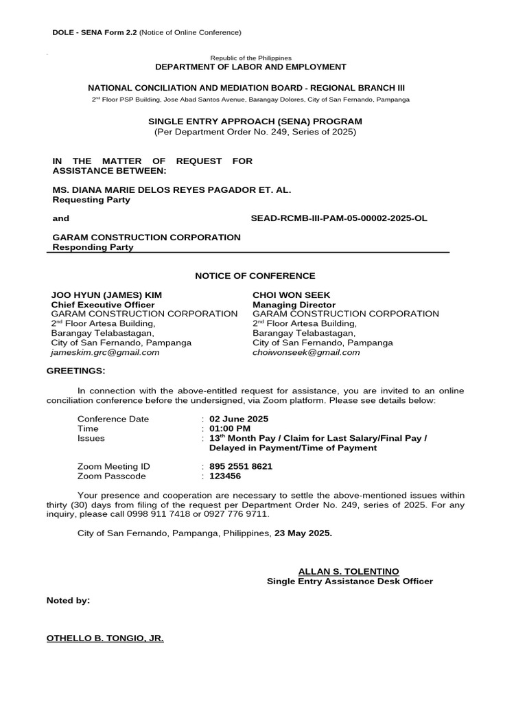SENA Online Conference Notices 2025 | PDF