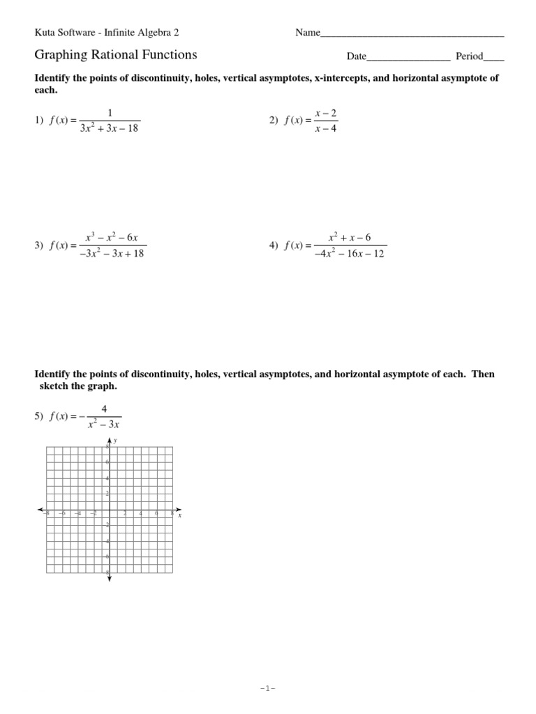 Graphing Rational Functions  Asymptote  Combinatorics Within Graphing Rational Functions Worksheet