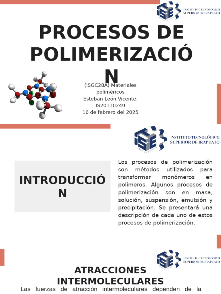 Procesos de Polimerización | PDF | Polímeros | Enlace químico