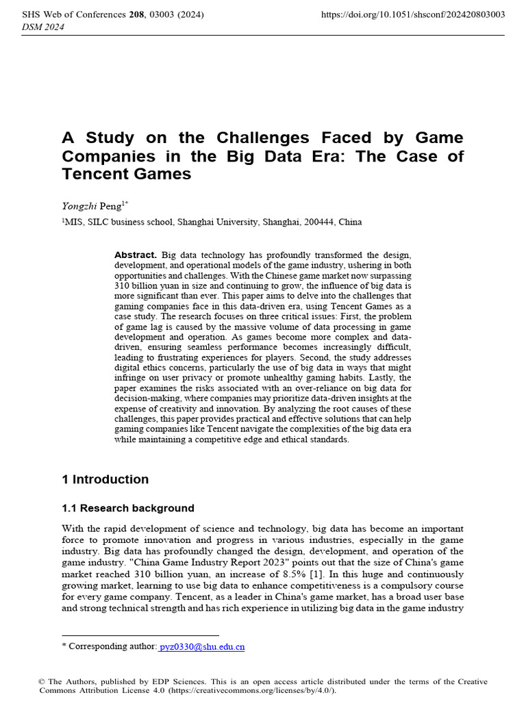 Tencent Games: Big Data Challenges | PDF | Big Data | Cloud Computing