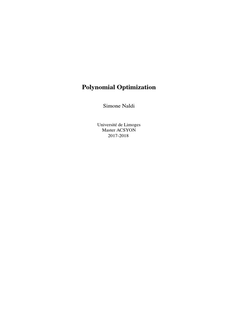 Semialgebraic Optimization Notes | PDF | Polynomial | Complex Number