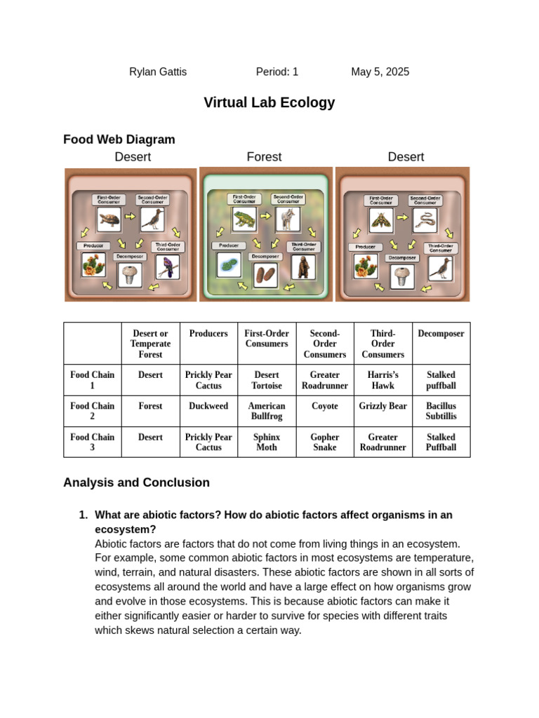 Virtual Lab Ecology | PDF