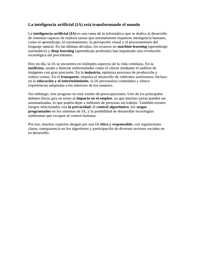 Impacto y retos de la inteligencia artificial | PDF