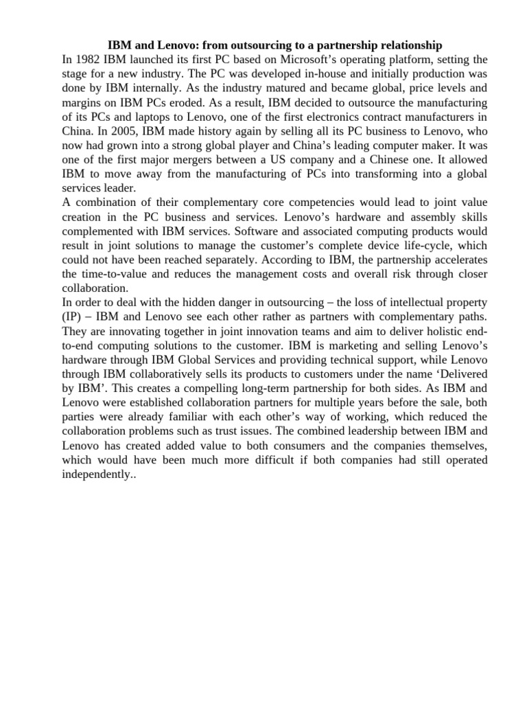 IBM and Lenovo | PDF