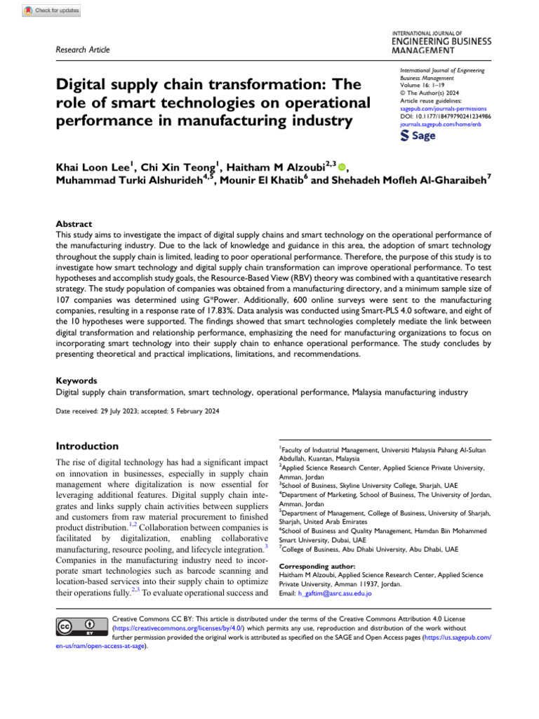 Smart Tech in Digital Supply Chains | PDF | Supply Chain | Survey ...