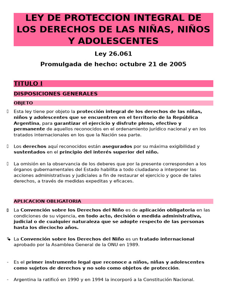 U2 Ley de Protección Integral de Los Derechos de Niñas Niños y ...