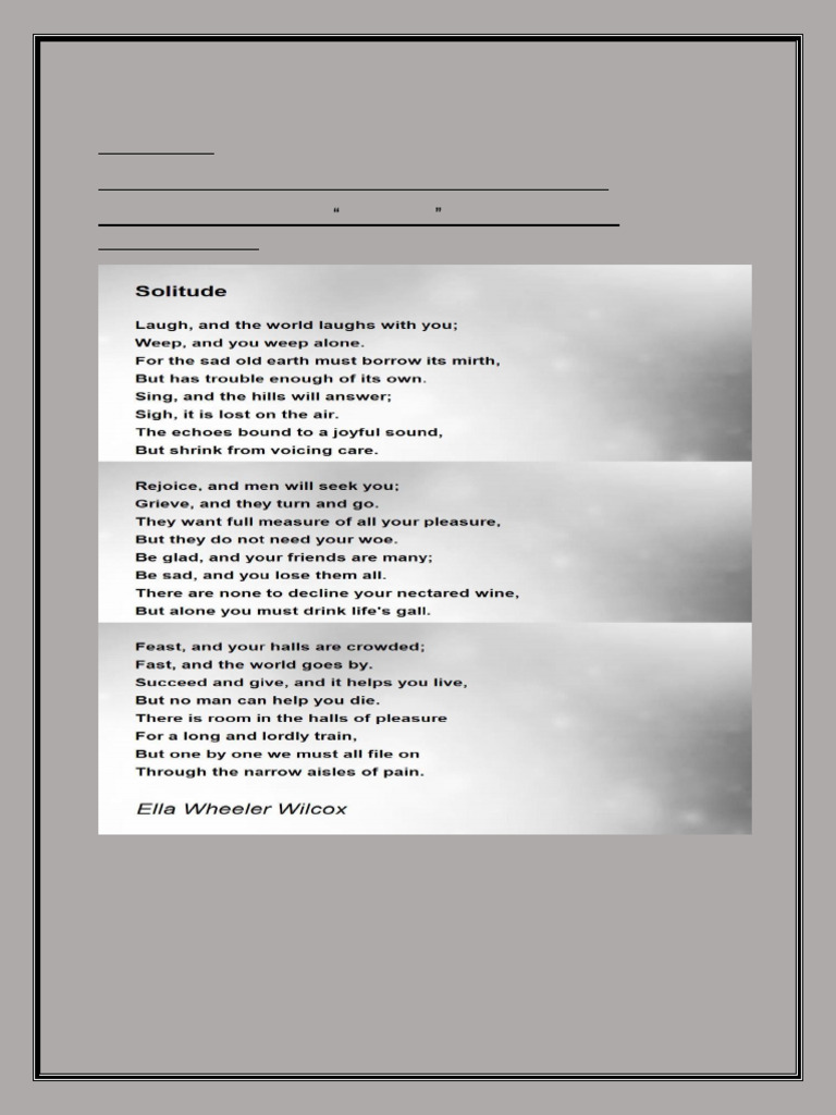 Activity Solitude | PDF