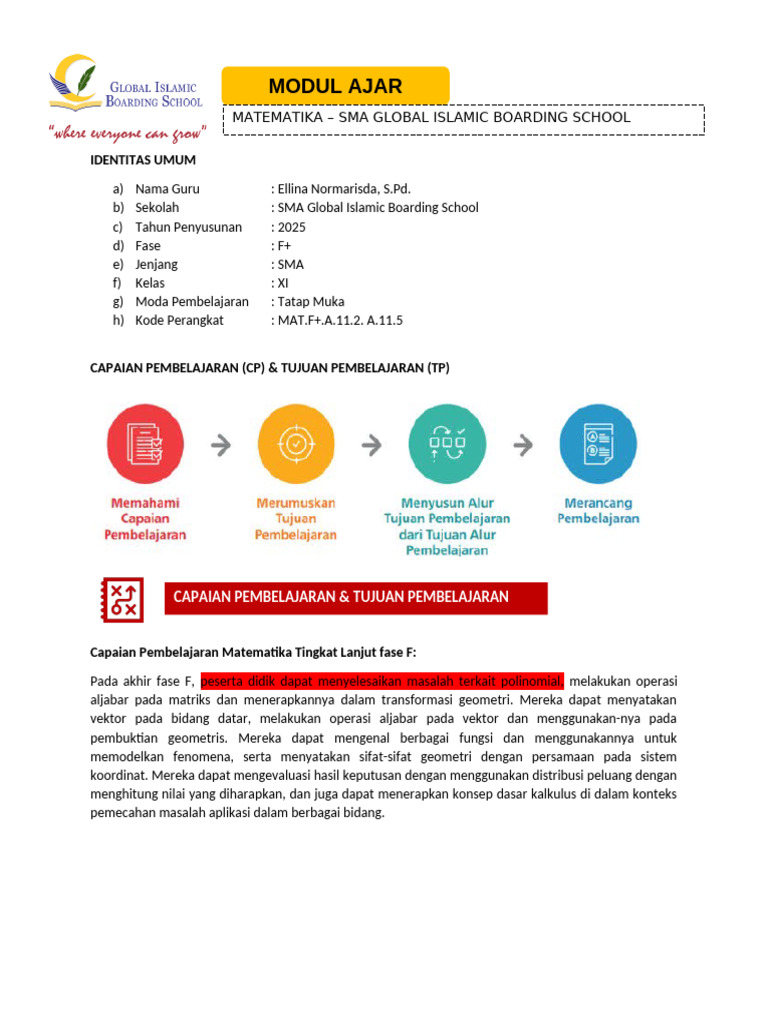 Capaian Pembelajaran Matematika SMA | PDF