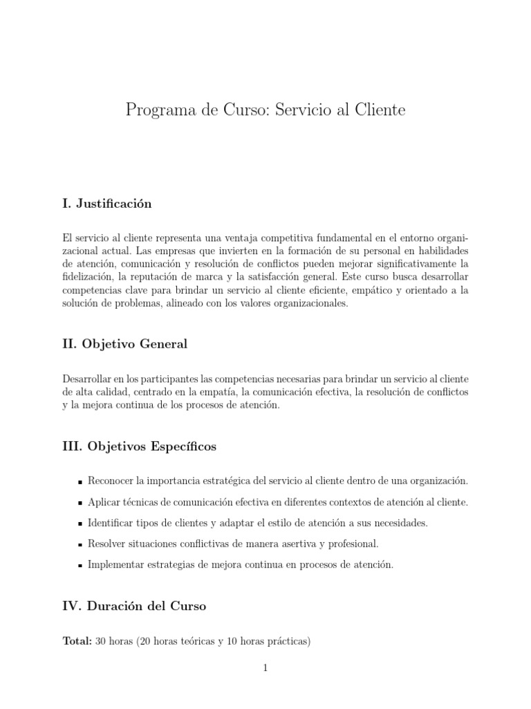 Curso de Excelencia en Servicio al Cliente | PDF | Servicio al Cliente ...