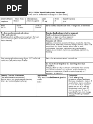 Drug Card Buspar