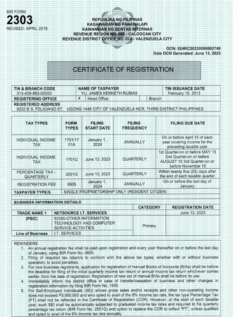 Net Source - Cert. of Registration | PDF