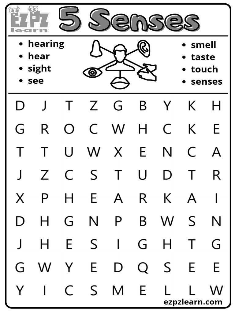 24 Five Senses Word Search | PDF